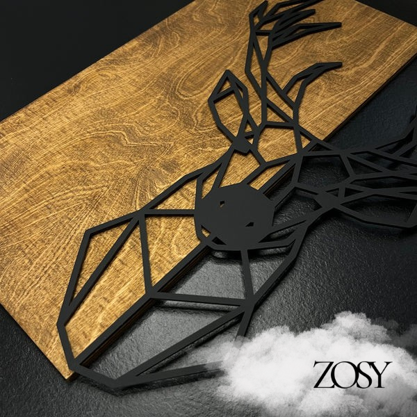 Wanddeko Hirsch-Motiv, aus Holz-Acrylglas