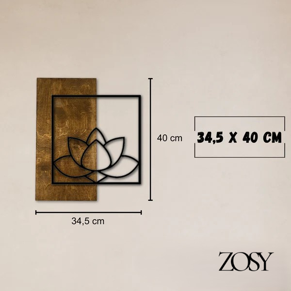 Wanddeko Lotus Blumen-Motiv, aus Holz-Acrylglas