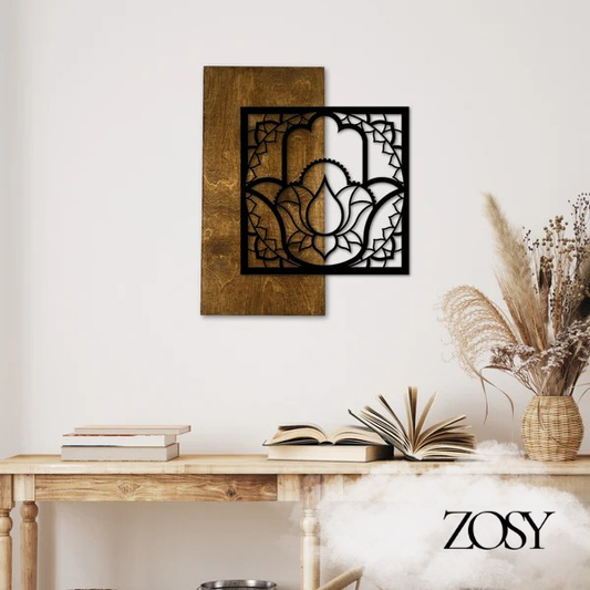 Wanddeko Hamsa-/ Hand Fatimas-Motiv aus Holz-Acrylglas