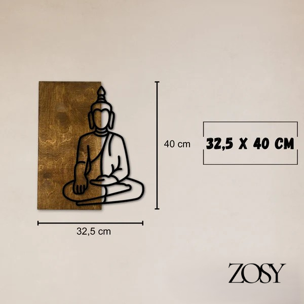 Wanddeko Buddha-Motiv aus Holz-Acrylglas