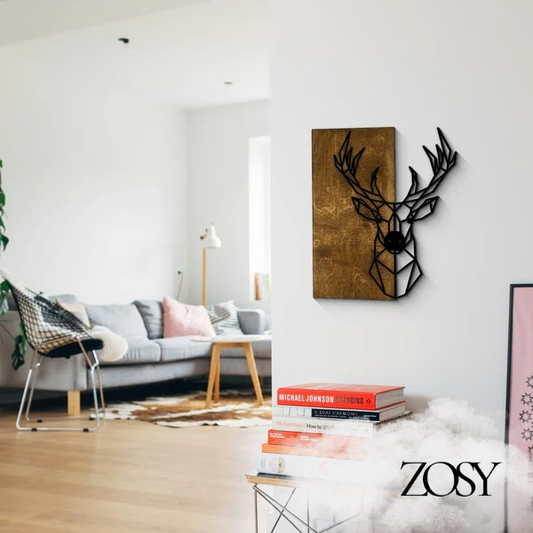 Wanddeko Hirsch-Motiv, aus Holz-Acrylglas
